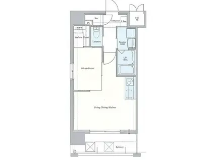 ネストピア西新(1LDK/9階)の間取り写真