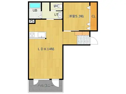 OCEANUS(1LDK/3階)の間取り写真