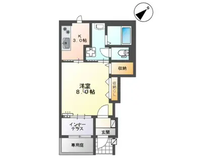 ローリングヒルズ富任(1K/1階)の間取り写真