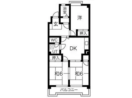 グリーンヒルズ猪子石A棟(3DK/3階)の間取り写真