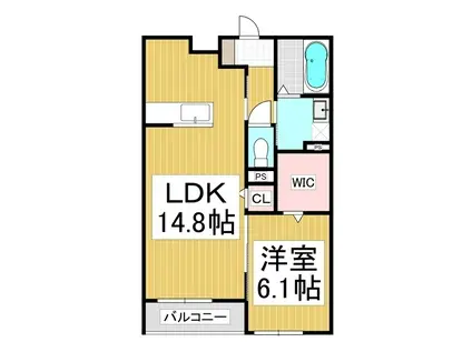 コンフォーティア茅野本町西 B棟(1LDK/2階)の間取り写真