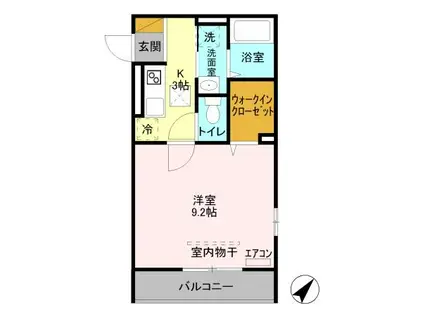 クレスト原際(1K/1階)の間取り写真