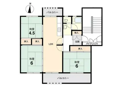 藤の木団地1号棟(3LDK/4階)の間取り写真