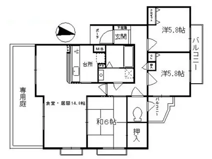 モンセーヌ西神南(3LDK/1階)の間取り写真
