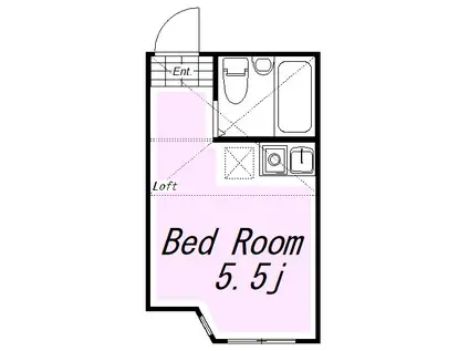ユナイト南太田ジヴェルニー(ワンルーム/2階)の間取り写真