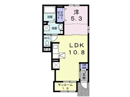 グラース・カルムE(1LDK/1階)の間取り写真