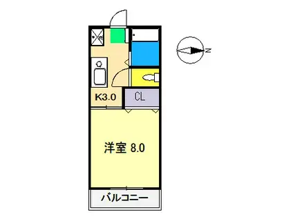 セジュールF(1K/2階)の間取り写真