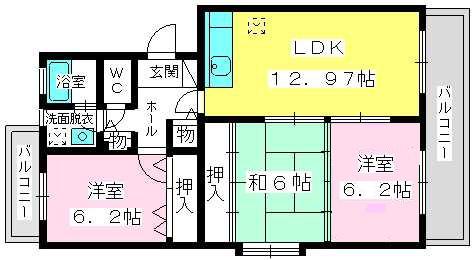 スプリングコートI・II(3LDK/4階)の間取り写真