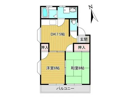 ビューテラス(2DK/2階)の間取り写真