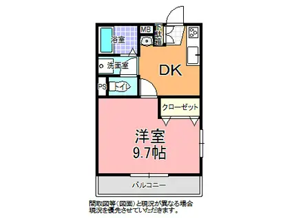 YNコート袴塚(1DK/3階)の間取り写真