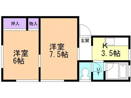 ディアコート フェリス(2K/1階)の間取り写真