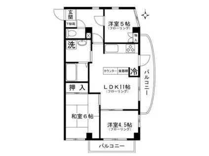 メゾンドボヌール溝の口(3LDK/7階)の間取り写真
