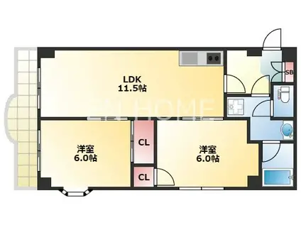 ハイツヒルトンPARTII(2LDK/4階)の間取り写真
