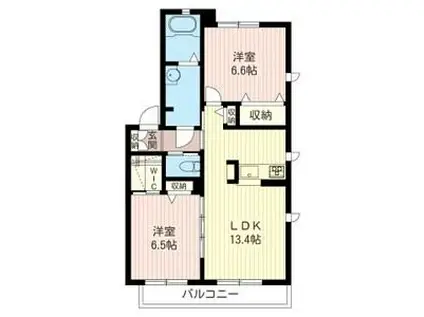 メゾン・ラヴェールB(2LDK/2階)の間取り写真