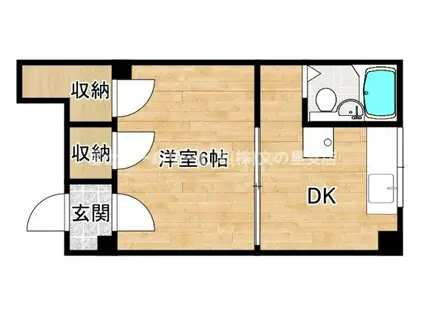 あすなろビル(1DK/2階)の間取り写真