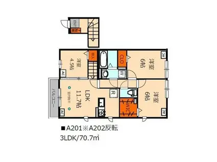 グリシーヌA棟ー野水1丁目-(3LDK/2階)の間取り写真