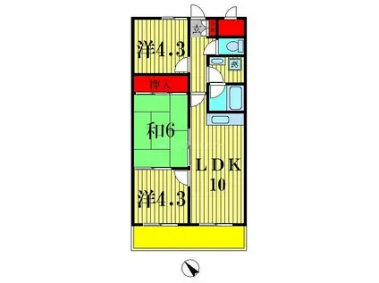グランコスモU(3LDK/5階)の間取り写真