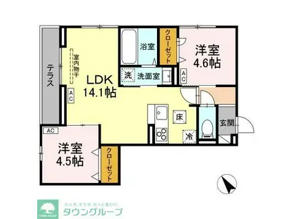 D-ROOM松木B(2LDK/1階)の間取り写真