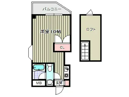 フローレンス橘(ワンルーム/5階)の間取り写真