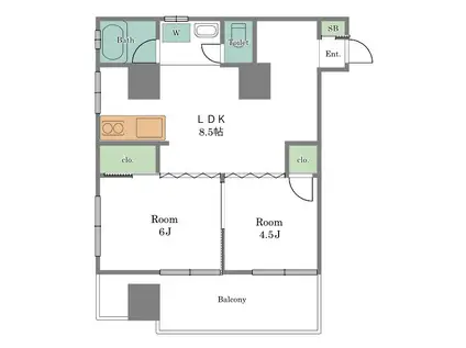 セレンティ弥生町(2LDK/3階)の間取り写真