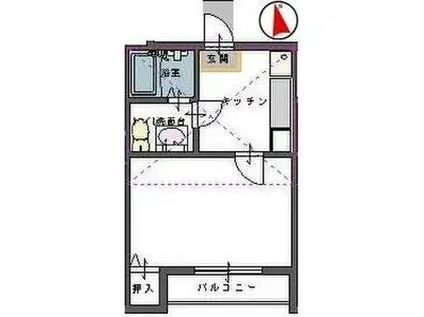 シャングリア仙台(1K/2階)の間取り写真