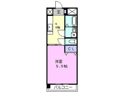 シンフォニー利平治上浜(1K/4階)の間取り写真