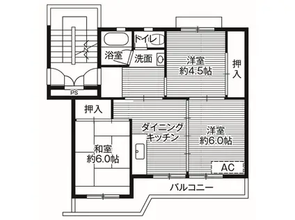 ビレッジハウス(3DK/3階)の間取り写真
