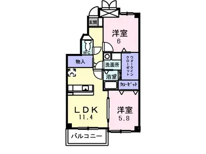 アリア ステージ(2LDK/1階)の間取り写真