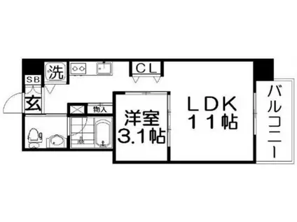 ロッカベラアパートメント(1LDK/3階)の間取り写真