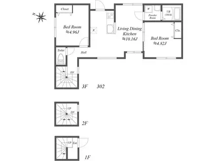 PARK MAISON ISHIKAWADAI(2LDK/3階)の間取り写真