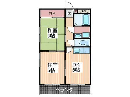 ル・クレール三篠(2DK/5階)の間取り写真