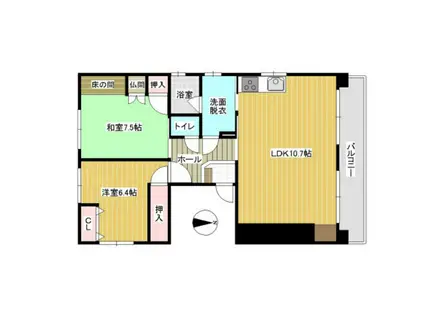 中本ビル(2LDK/2階)の間取り写真