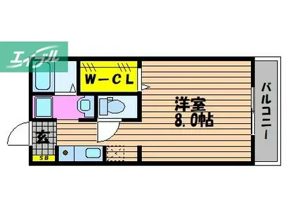 ミストラル庭瀬(1K/1階)の間取り写真