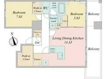デュオフラッツ今池フレナ(2LDK/11階)の間取り写真