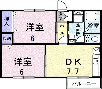 ASKA高倉(2DK/2階)の間取り写真