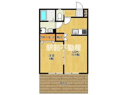 リバーフィールド柳川(1LDK/1階)の間取り写真