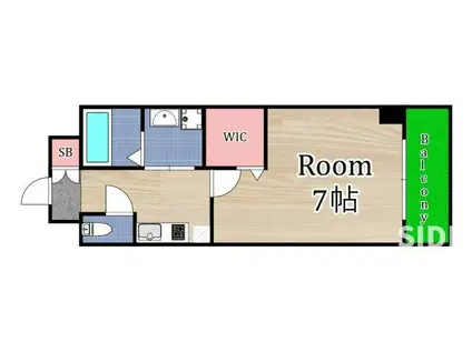 パークシエスタ滝井(1K/2階)の間取り写真