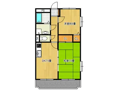 ハイルネッサンスA(2DK/2階)の間取り写真