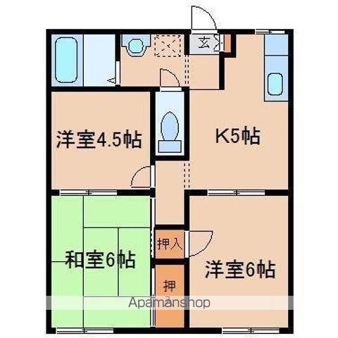 フレグランス栄町A棟(2SDK/2階)の間取り写真