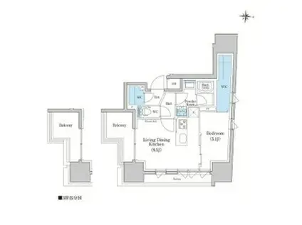 スタイリオ蒲田ウエスト(1LDK/14階)の間取り写真