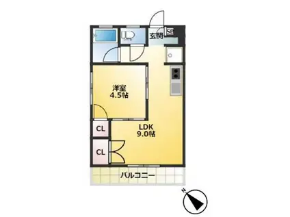 ヴィラ・コンフォルト(1LDK/2階)の間取り写真