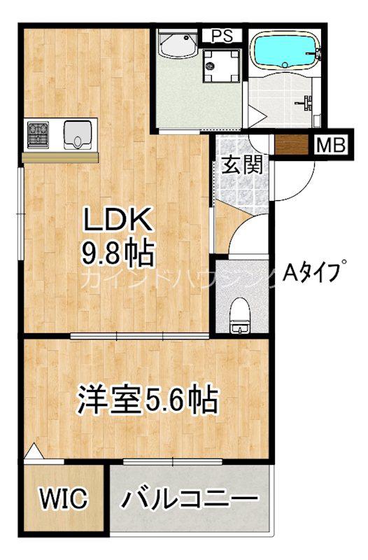 RAFFINE貝塚(1LDK/1階)の間取り写真