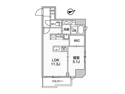シーズンフラッツ蔵前パークフロント(1LDK/8階)の間取り写真