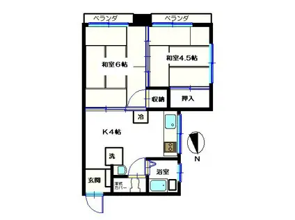 柴田ビル(2K/2階)の間取り写真