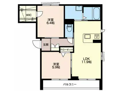 アンルミエール(2LDK/1階)の間取り写真