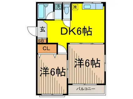 ツタヤハイツ(2DK/2階)の間取り写真