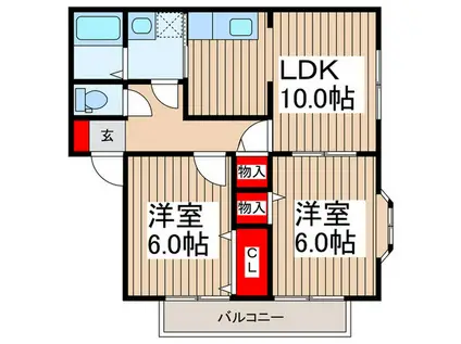 フェアリーウィステリア壱番館(2LDK/2階)の間取り写真