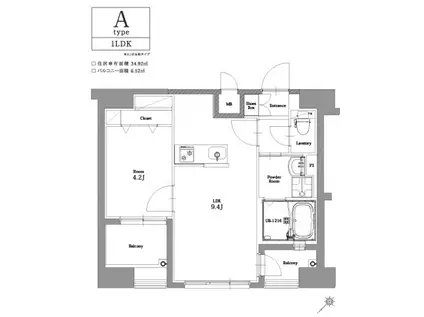 エンクレスト博多駅南CELES(1LDK/3階)の間取り写真