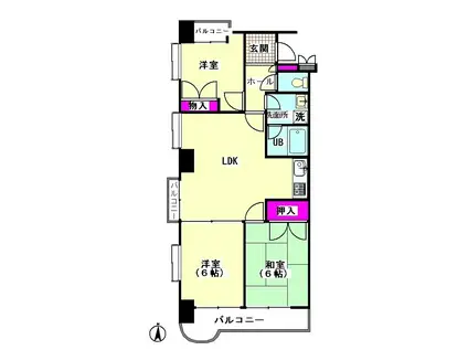 ウィズ月むら(3LDK/3階)の間取り写真