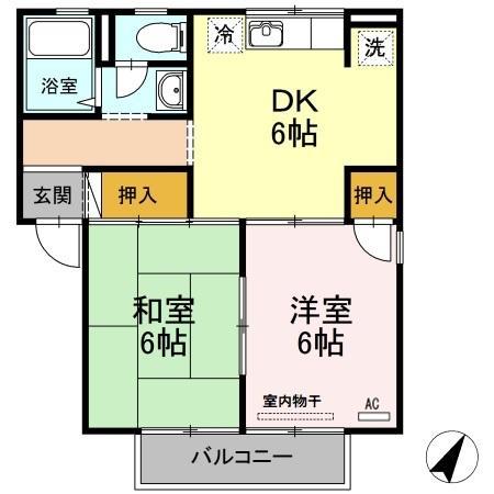 ドリーム神田(2DK/1階)の間取り写真